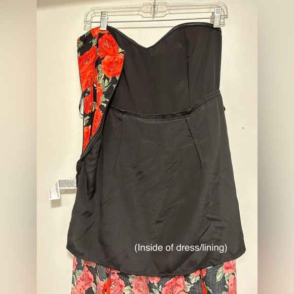 NWT Forever 21 Flowy Floral Strapless Dress. Red/L - Picture 7 of 8